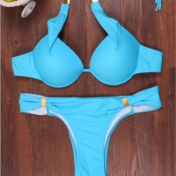 GODDESS ENHANCER PUSH UP BIKINI padded blue sexy - Picture 2 of 5